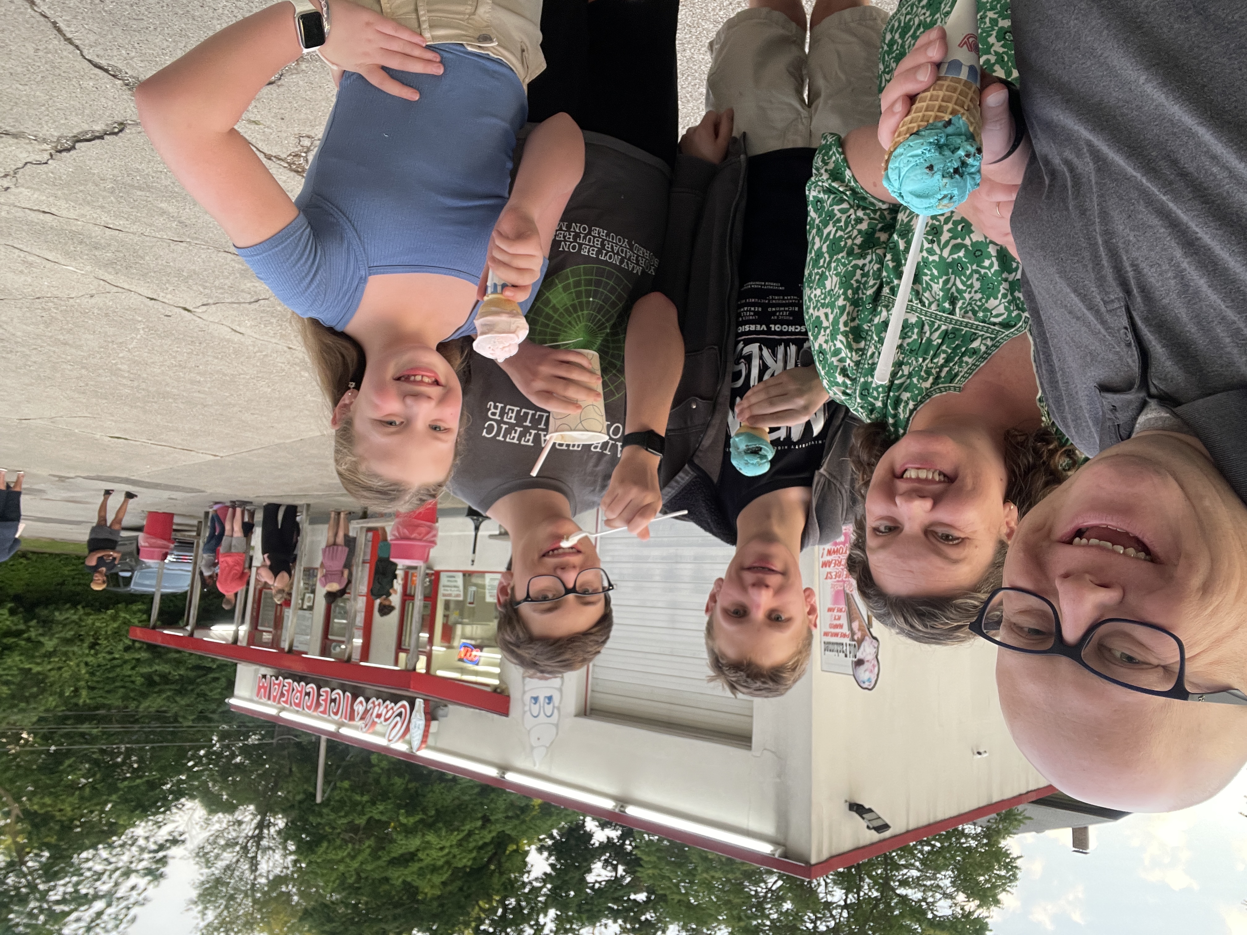 Lucinda Miller and her family at Carl's Ice Cream, a Bloomington local favorite